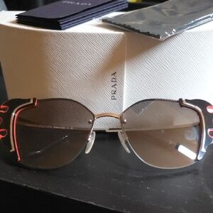 Prada Black and Red Designer Flame Sunglasses